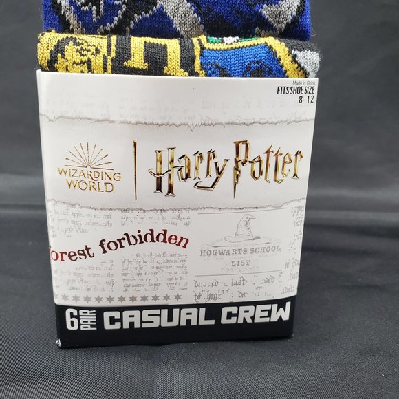 BN Harry Potter House Themed Unisex Colorful Crew Socks 6 pack Size 8-12 - Picture 2 of 6
